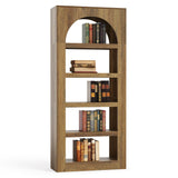 LITTLE TREE 5-Tier Arched Bookshelf, 70.8 Inches Modern Wooden Bookcase, Open Display Storage Shelf Organizer for Living Room, Home Office, Bedroom, Light Brown LITTLE TREE