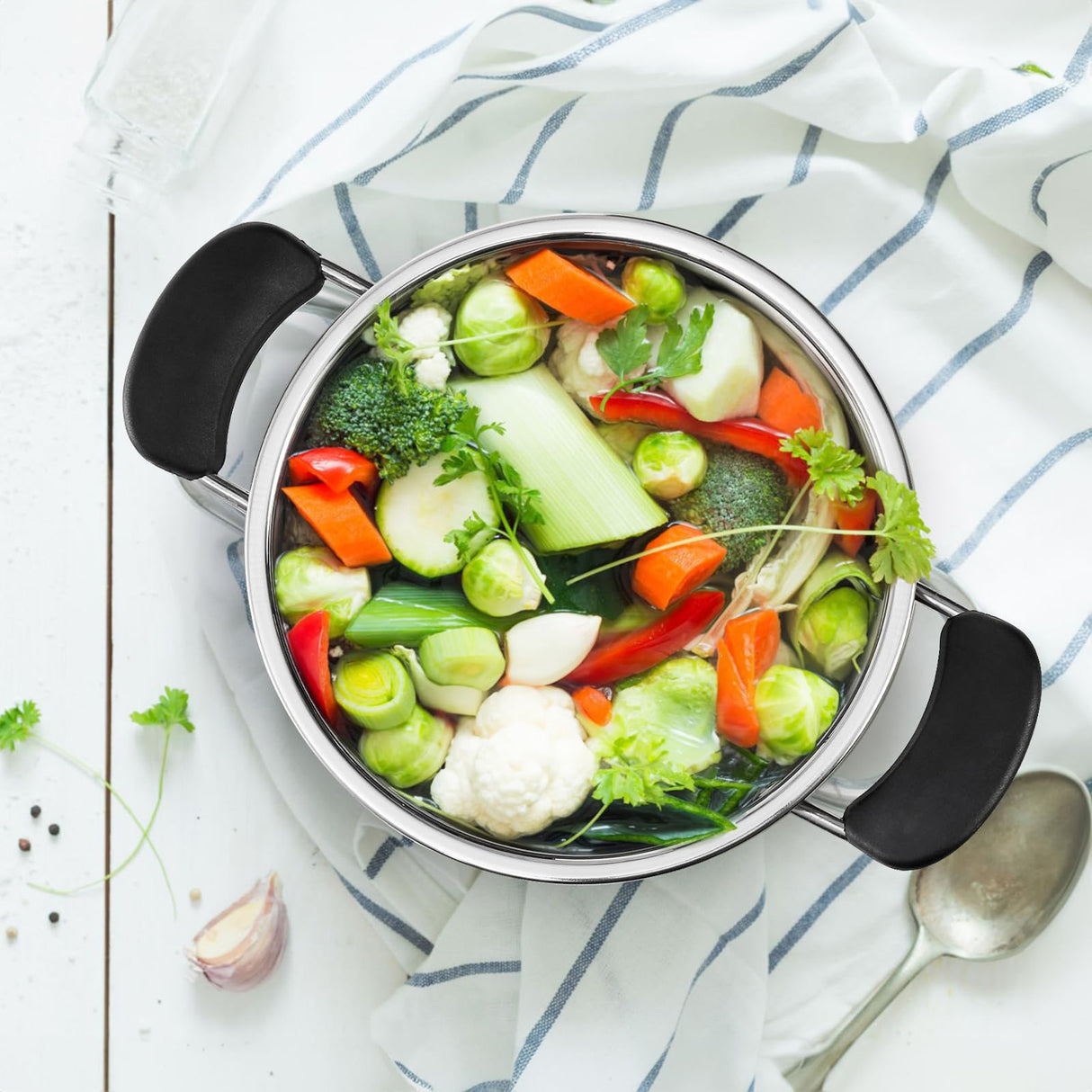 ZENFUN Stainless Steel Steamer Pot with Basket, 1.8 Quart Stock Pot with Glass Lid, Mini Steaming Pot Cookware with Handle, Metal Cooking Steamer for Vegetable, Stews, Pasta, Sauce, Food, Support for ZENFUN