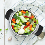 ZENFUN Stainless Steel Steamer Pot with Basket, 1.8 Quart Stock Pot with Glass Lid, Mini Steaming Pot Cookware with Handle, Metal Cooking Steamer for Vegetable, Stews, Pasta, Sauce, Food, Support for ZENFUN