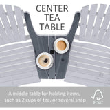 Outsunny Wooden Adirondack Chairs for Two People, Outdoor Fire Pit Chair with Table & Umbrella Hole, Patio Chair for Deck Lawn Pool Backyard, Gray Outsunny