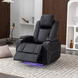 Generic SENIFIS Power Recliner Chair, Home Theater Seating Movie Theater Chairs with Adjustable Headrest, Reclining Chair for Living Room with LED Light, USB Port, Storage Armrest (Black) Generic