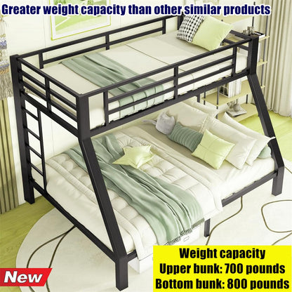 SIGONE Stronger & Safer Metal Bunk Bed Twin XL Over Queen Size Bunkbed, More Stable Heavy Duty Thickened Steel Bunk Queen Bed with Reinforced Legs & Ladders (Easier to Assemble) (Twin XL Over Queen)