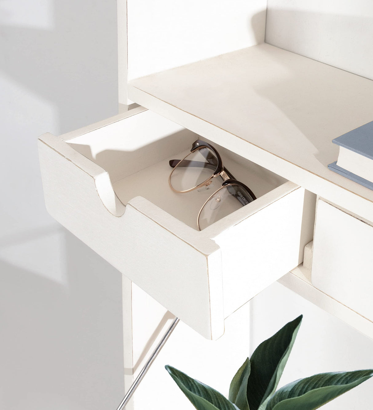 Kate and Laurel Georgie Rustic Wood Floating Transitional Computer Desk for Home Office with Folding Design, 26x6x30, White Kate and Laurel