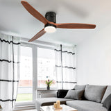 YITAHOME 52 Inch Low Profile Ceiling Fan with Light and Remote, Smart Ceiling Fan Compatible with Alexa, Flush Mount Ceiling Fan with Quiet DC Motor, Reversible Airflow for Outdoor Indoor YITAHOME