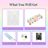 Gemozaic Halloween Paint by Numbers Kit for Adults - Witch Adult Paint by Number Kits on Canvas, Halloween Acrylic Oil Painting by Numbers Kits for Home Wall Decor 16X20 Inch Gemozaic