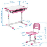 Mount-It! Kids Desk and Chair Set, Height Adjustable Sturdy, Girl Desk, Kids Art Desk, Kids Study Desk and Chair Set for Boys, Home School, Drafting Desk, Ergonomic Childrens Storage Drawer Pink Mount-It!