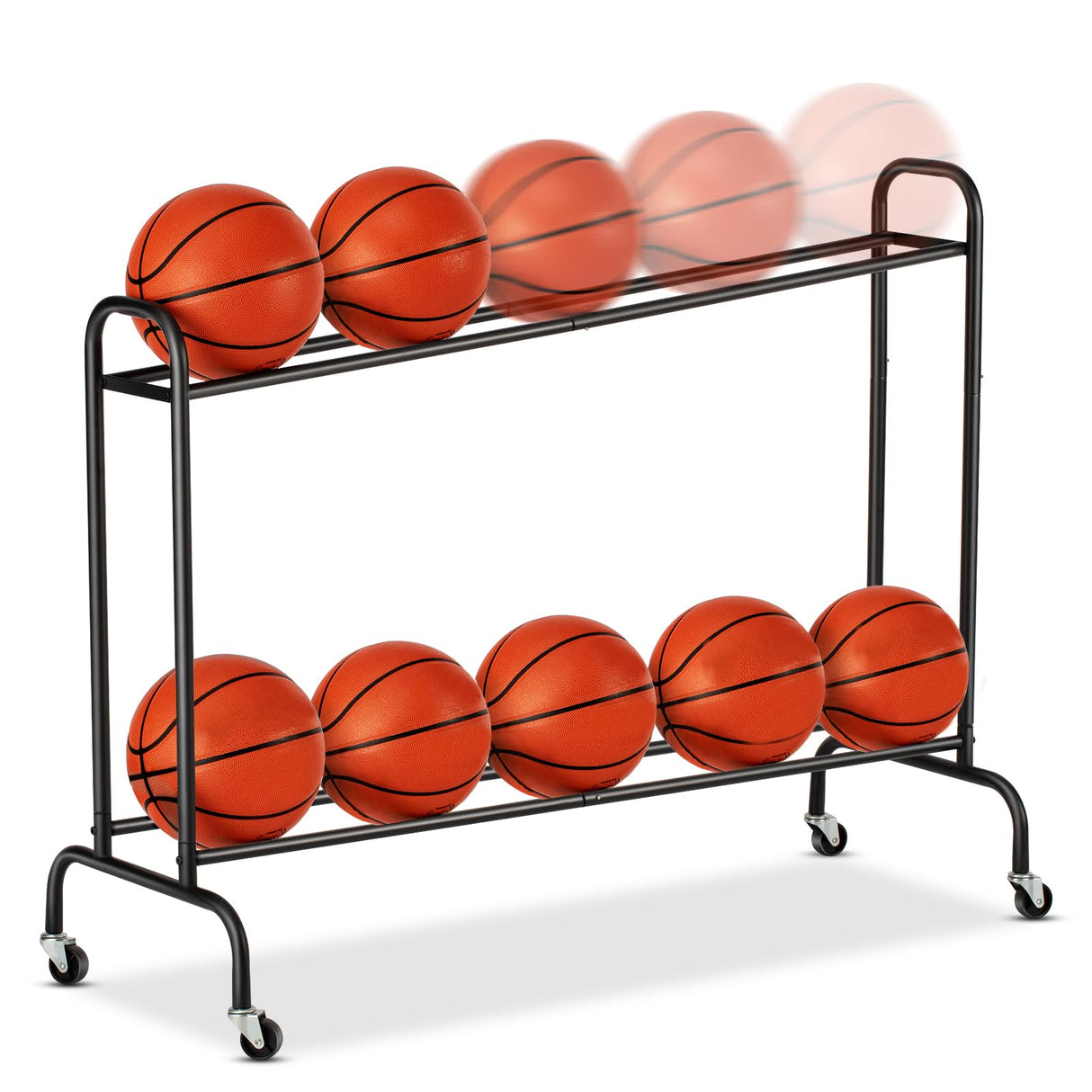 EXTCCT Tilt Basketball Rack Ball Storage Holder - Tilt Basketball Shooting Training Rack, Garage Sports Equipment Organizer, Outdoor and Indoor Rolling Balls Cart with Wheels EXTCCT