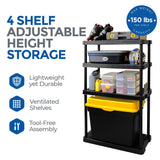 Gracious Living 4 Shelf Adjustable Height Medium Duty Storage Unit 14 x 32 x 54.5" Organizer for Home, Garage, Basement, & Laundry, Black (2 Pack) Gracious Living