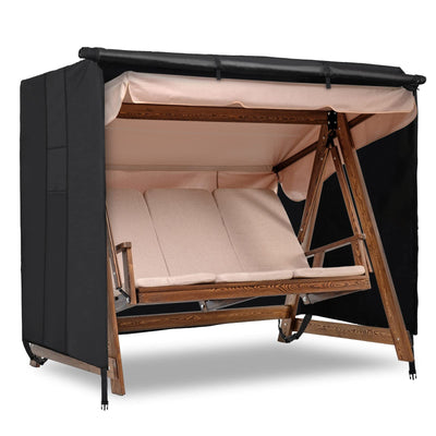 Velway Outdoor Swing Cover 3 Triple Seater Waterproof Patio Hammock Cover 87x49x70 All Weather Windproof Glider Chair Cover for Garden Furniture, Black