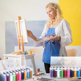 Threehoney 3 Pcs Paint Storage Box for 2 Fl. oz Acrylic Paints, Acrylic Portable Craft art Organizer with Handle, 30 Bottles Capacity Plastic Art Supply Clear Boxes Threehoney