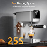 RELEXNOW Espresso Machine, 20 Bar Espresso Maker Milk Frother & LCD Panel, Hot & Iced Coffee Machine, Stainless Steel Espresso Coffee Machine with 41oz Water Tank for Cappuccino, Latte RELEXNOW