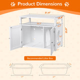ZENY Cat Litter Box Enclosure, Cat Litter Box Furniture Hidden with Open Shelf, Wooden Cat Litter Cabinet with Divider, Indoor Cat Washroom Storage Bench, White ZENY