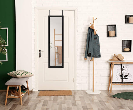 Americanflat 15x51 Over The Door Mirror - Hanging Full Length Mirror with Engineered Wood - Modern Mirror for Bathroom, Bedroom, Living Room - Mirrors for Wall Display and Home Decor - Black Americanflat