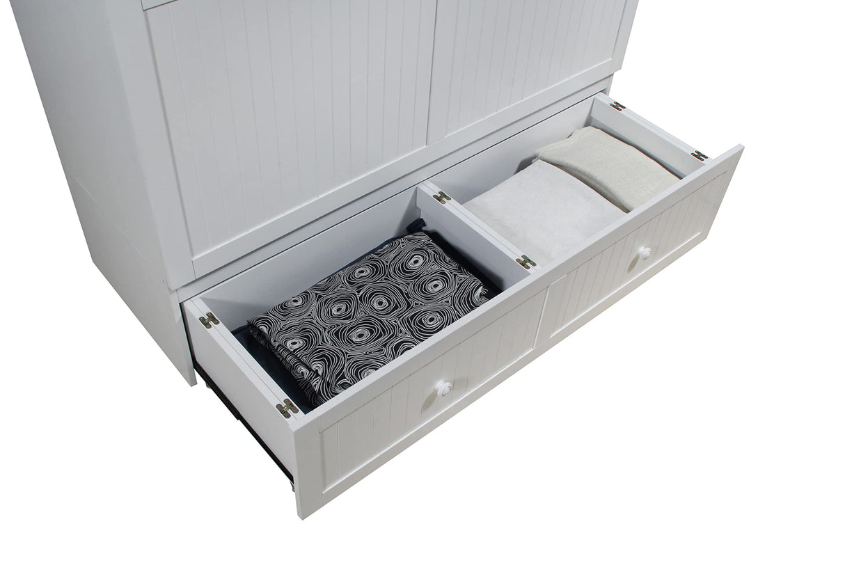 Mega Solutions Murphybedz Tuscany Murphy Cabinet Chest Bed with Charging Station 6 Inch, Queen (White) Mega Solutions