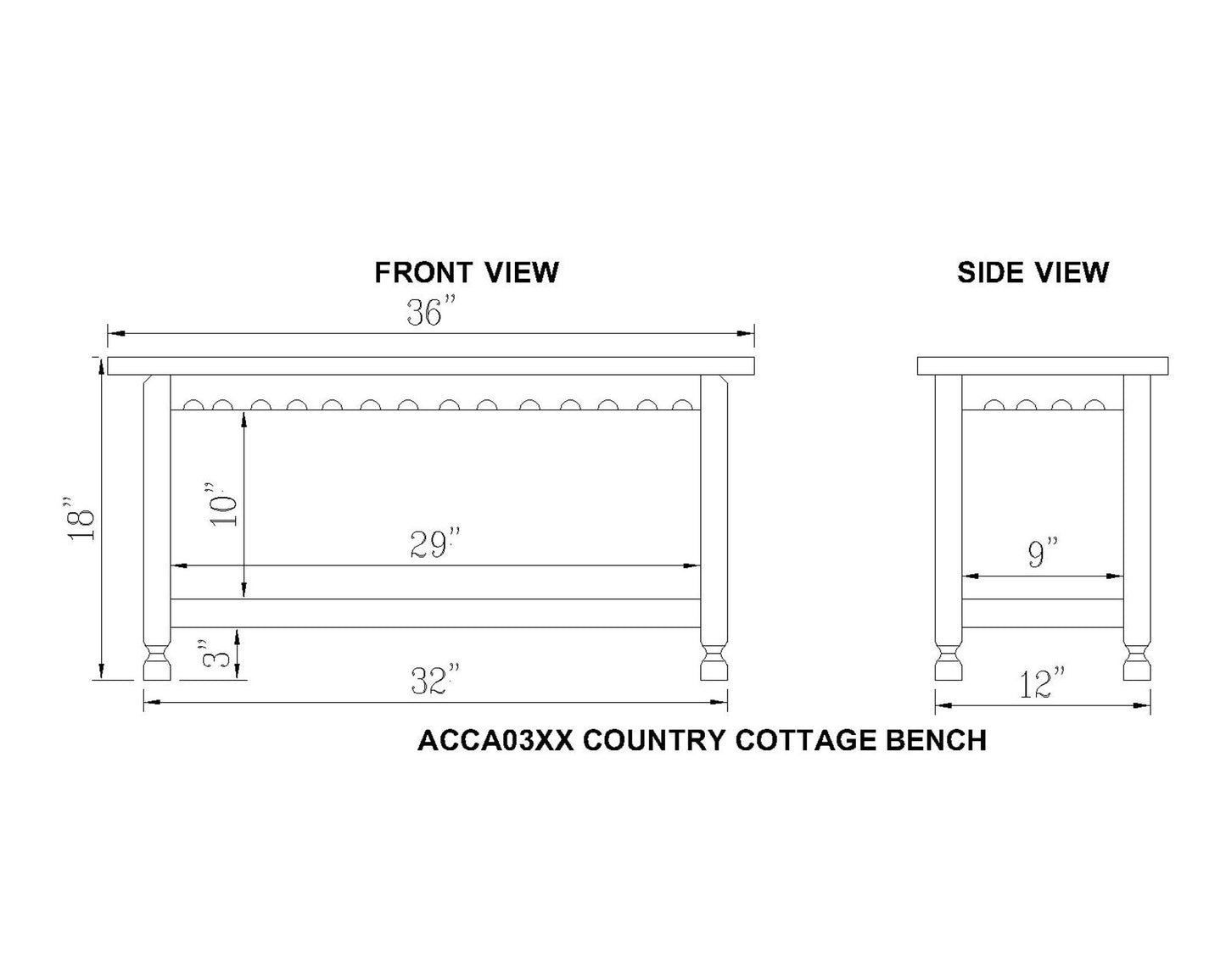 Rustic Cottage Bench with 1 Shelf, White Antique - WoodArtSupply