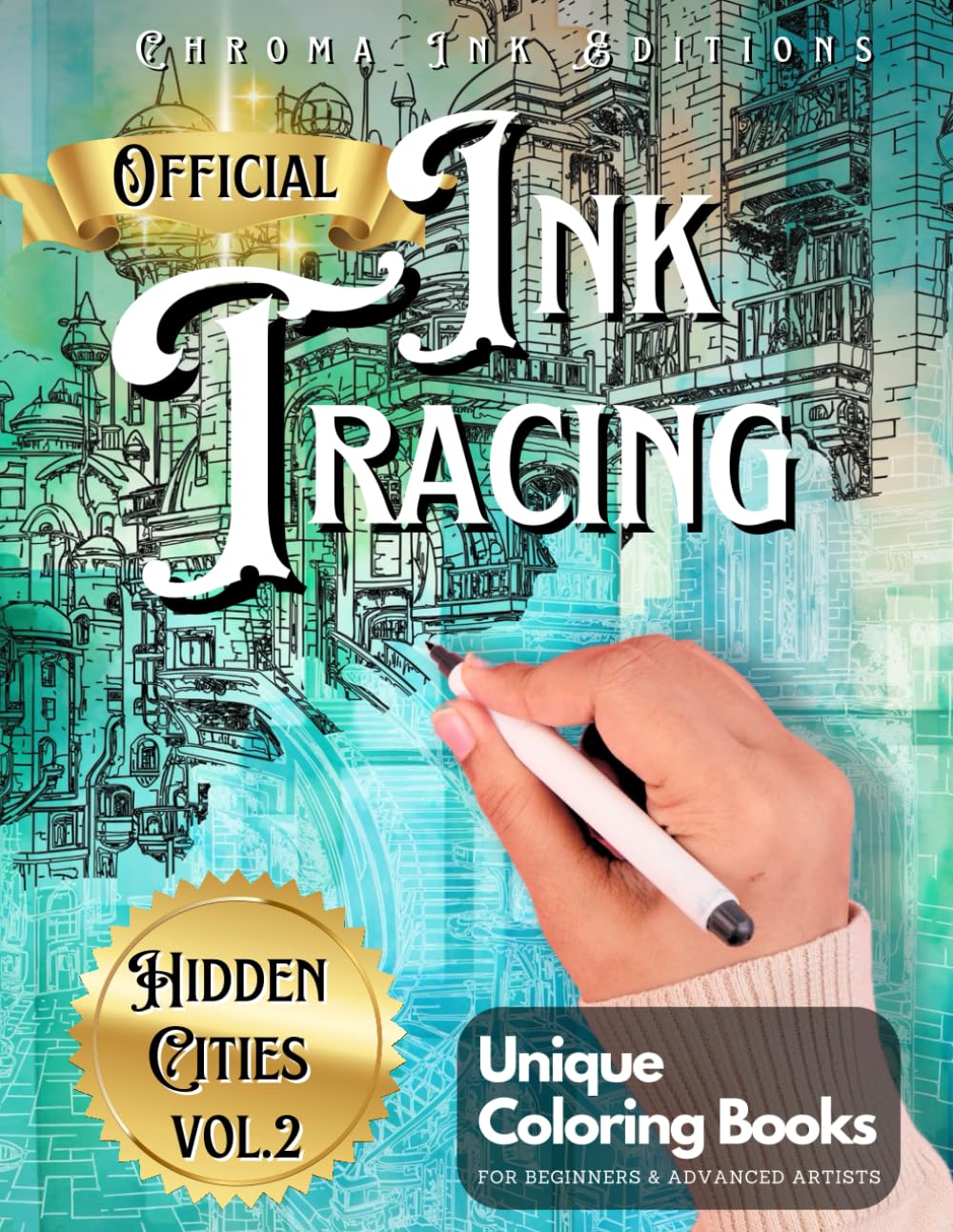 Ink Tracing Coloring Book, Follow the White Lines to Reveal a Unique City. A New Concept for the Reverse Coloring Book: Pen and Ink Art, Fantasy ... Color Book (Ink Tracing Beyond Lines) WoodArtSupply