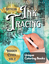 Ink Tracing Coloring Book, Follow the White Lines to Reveal a Unique City. A New Concept for the Reverse Coloring Book: Pen and Ink Art, Fantasy ... Color Book (Ink Tracing Beyond Lines) WoodArtSupply