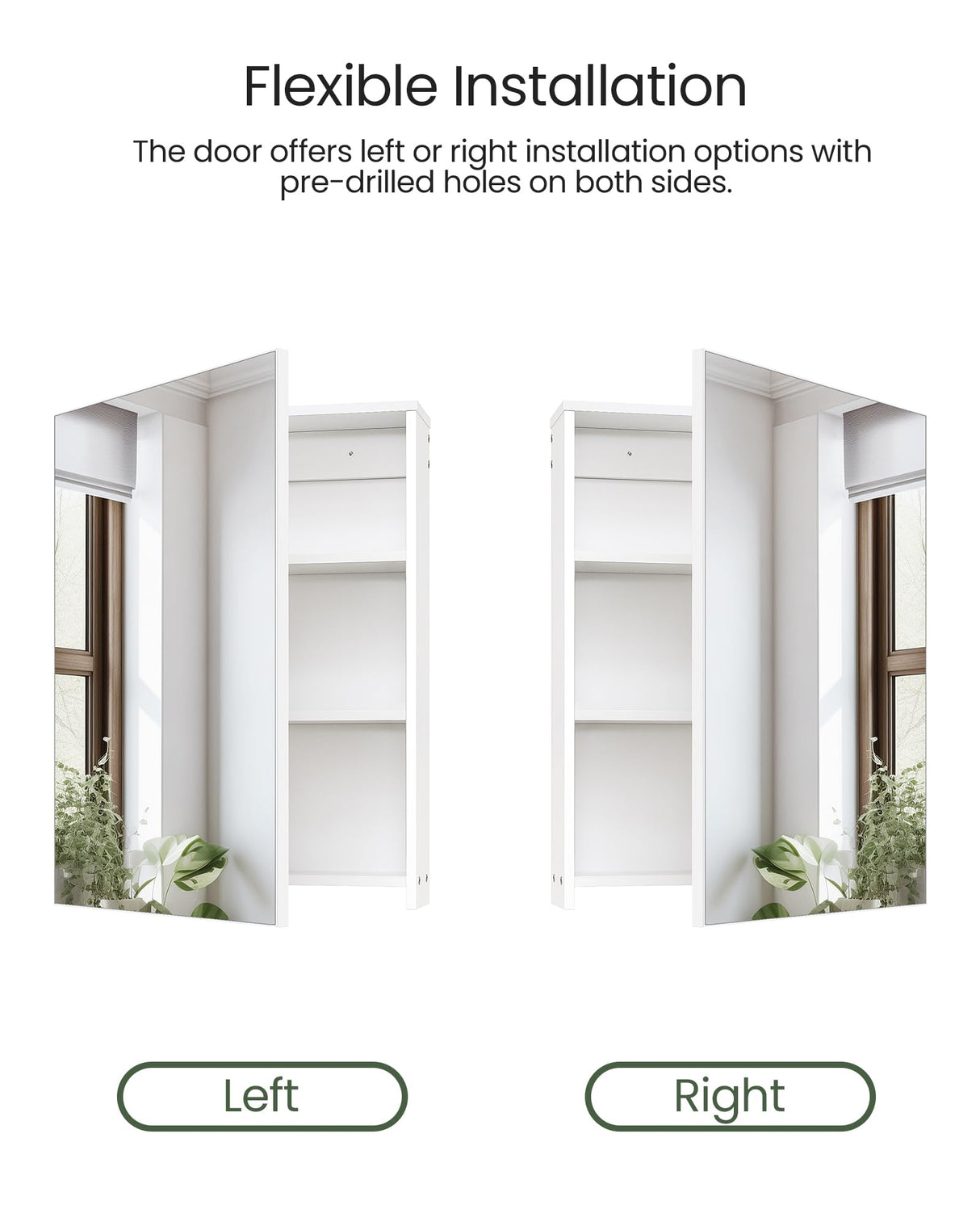 CHOEZON Wall-Mounted Bathroom Vanity with Mirror, Medicine Cabinet with Storage Function, Hanging Storage Cabinet, Adjustable Shelves, White CHOEZON