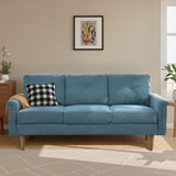 ovios Luxury 3 Seater Sofa with Faux Leather,Mid-Century Modern Couch with Comfortable Armrest,Comfy Couches with Deep Seat,Small Sofas for Living Room Bedroom (Light Blure) ovios