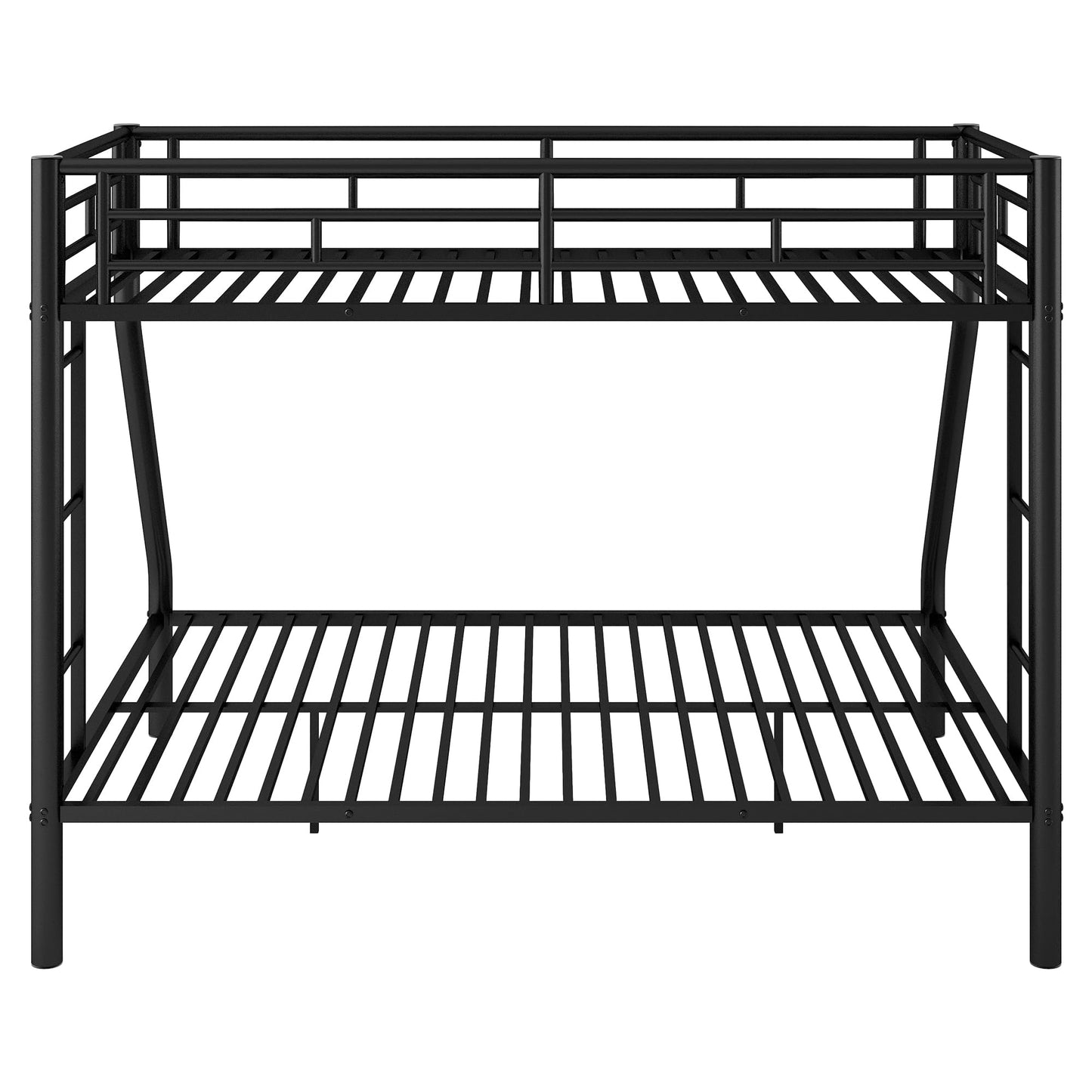 Twin XL Over Queen Bunk Bed for Boys/Girls/Teens/Adults, Heavy-Duty Metal Bunk Beds Frame with 2 Ladders & High Guardrails, Under Bed Storage Space, Noise Reduced, No Box Spring Needed,Black