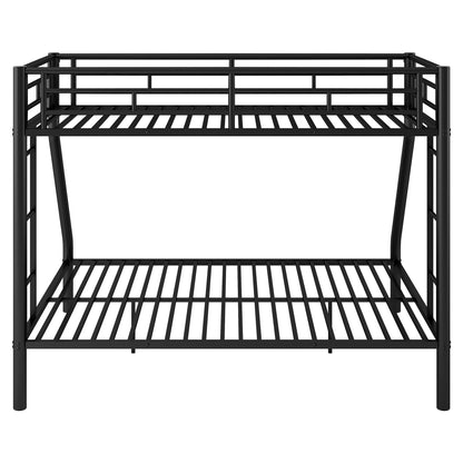 Twin XL Over Queen Bunk Bed for Boys/Girls/Teens/Adults, Heavy-Duty Metal Bunk Beds Frame with 2 Ladders & High Guardrails, Under Bed Storage Space, Noise Reduced, No Box Spring Needed,Black