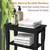 Bamboo Shower Bench & Stool Waterproof - Wood Shower Bench with Storage Shelf for Inside Shower(Black) Domax