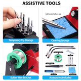 YIHUA 926 III 110W Soldering Iron Station Kit with LED Display, 2 Helping Hands, 3 Extra Iron Tips, 35g Lead-Free Solder, Solder Sucker, S/S Tweezers, °C/°F Conversion, Calibration & Sleep Features YIHUA