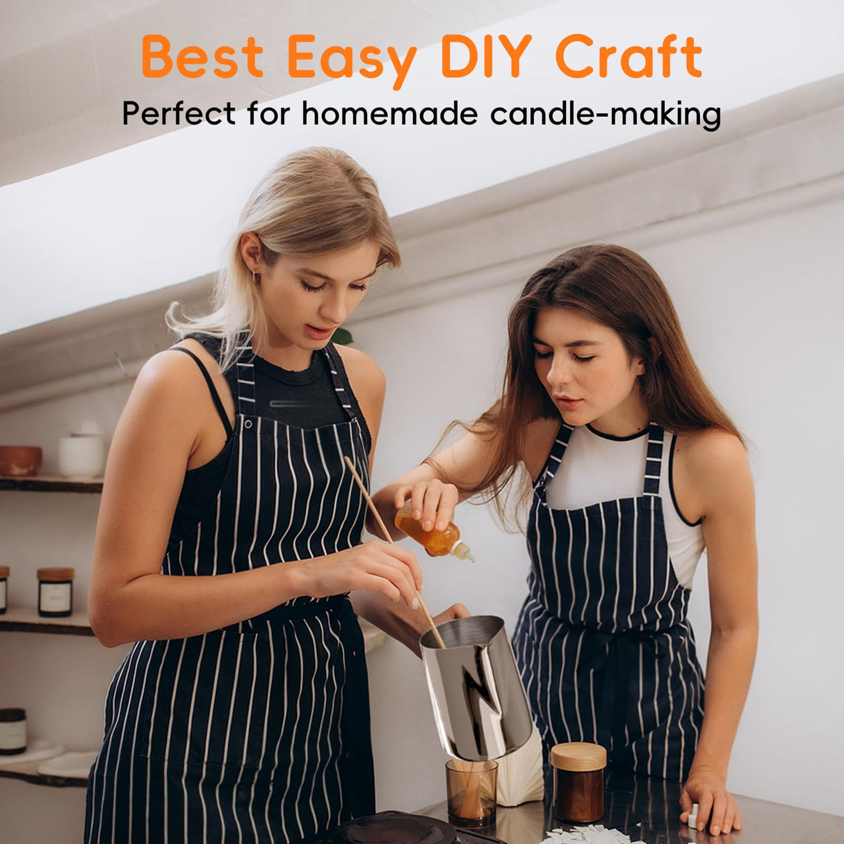 CasaCulina Candle Making Pouring Pot, 32oz Stainless Steel Wax Melting Pot with Heat-Resistant Handle, Double Boiler Candle Making Pitcher with Dripless Pouring Spout Design CasaCulina