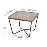 Christopher Knight Home Lyle Industrial Coffee Table with Geometric Glass Top, 23.6" Square Modern Accent End Sofa Side Table for Living Room, Black Finish with Rustic Wood Edge, Brown+Black Christopher Knight Home