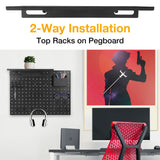 Metal Pegboard Shelf Set - 2Pack 11.7" Peg Board Shelving Racks Black Accessories Display Trays Tool Tiered Shelves for Office Craft Garage Kitchen Bathroom Pegboard Organization System (Medium) G.CORE