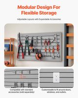 VEVOR Slat Wall Paneling, 2 x 4 ft, PVC Garage Slatwall with Modular Design, Grey Slat Wall Easy-to-Install Adjustable Slatwall Panel with Coupling Structure & DIY Cutting, Fits for Storage & Display VEVOR