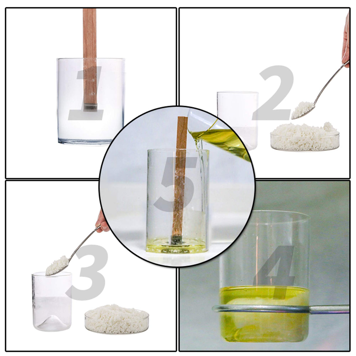 NOOR 50 Pieces Smokeless Wooden Wicks with Trimmer for Candle Making and 5.1 X 0.2 inch Booster - 5.1 X 0.5 inch Crackling Wood Wick for DIY Candles with 50pcs Metal Clips NOOR