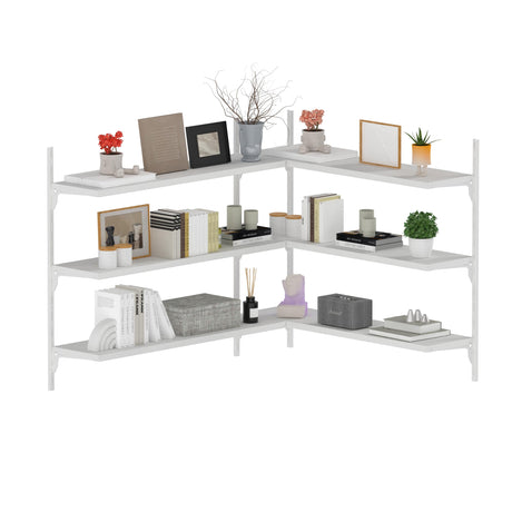 STORKING 2-Pack 8" Deep ×32″ Long Adjustable Deep Floating Shelves for Wall 3‑Tier, Wall Mount Metal Shelf 165 LBS, Heavy Duty White Storage Rack for Garage, Kitchen, Bathroom, Wall Shelving Decor STORKING