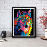 VIGEGU 4 Pack Paint by Numbers Kit for Adults Framed Canvas - with Wooden Easel,Adults' Paint-by-Number Kits Cat Giraffe Wolf Lion DIY Acrylic Animal Oil Painting Arts Crafts 7.8x11.8inch VIGEGU