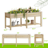 Raised Garden Bed, Planter Box with Storage Shelf, Elevated Wooden Planter Box with Legs, Garden Planter for Backyard, Patio, Balcony, Natural Wood (Natural, L) Dawnyard