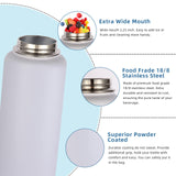 Volhoply 32oz Insulated Water Bottles Bulk 8 Pack with Straw Lid & Spout Lid,Stainless Steel Sports Water Bottle,Double Wall Vacuum Thermos,Leakproof Wide Mouth Metal Flask for Hiking,Camping(White,8) Volhoply