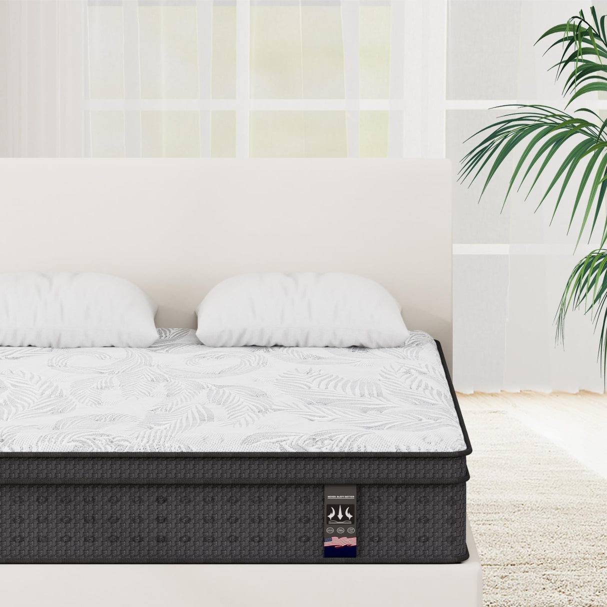 Yuewanshun Queen Mattress, 14 Inch Hybrid Queen Size Mattress in a Box with Gel Memory Foam, Medium Firm, Edge Support, Motion Isolation and CertiPUR-US, 60"*80"*14" Yuewanshun