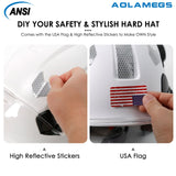 Hard Hats Construction OSHA Approved - ANSI Z89.1 Reflective Construction Worker Hat, Vented White Hard Hat with Visor for Men Women, ABS Safety Helmet for Adults,Removavle Chin Strap Aolamegs