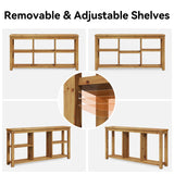 TRIBEWOOD Solid Wood Horizontal Bookcase with Adjustable Shelves, 6 Cubes Storage Organizer Long Bookshelf, Farmhouse Low Cubby Bookcase for Living Room, Home Office, 63 Inches TRIBEWOOD