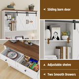 67.7 Inch Farmhouse Pantry Storage Cabinet with Sliding Barn Doors, 2 Drawer Farmhouse Coffee Cabinet with Adjustable Shelf, Buffet Cabinet with Buffet Cupboard for Kitchen, Livingroom Vabches