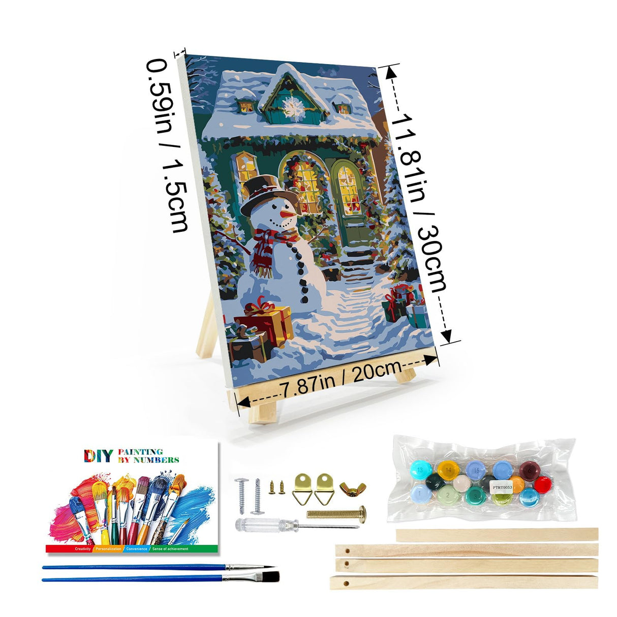 JOOZ Christmas Paint by Numbers Kit for Adults with Frame, Snowman Paint by Number with Easel, DIY Christmas Framed Paint by Number Kits for Gift Home Wall Decor 8x12 Inch JOOZ