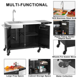 GDLF Outdoor Grill Table with Sink,Metal Grill Cart, Outdoor Kitchen Island with Stainless Steel Sink,L57*W21.65 GDLF