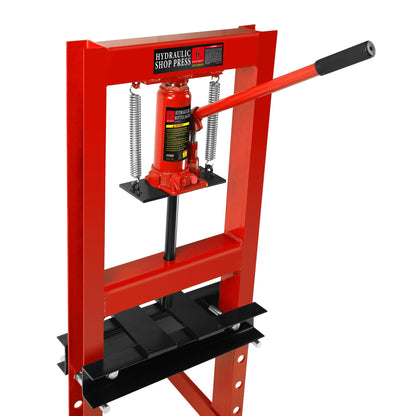 Hydraulic Press, 6 Ton H-Frame Garage Floor Adjustable Shop Press with Stamping Plates to Bend, Straighten, Or Press Parts, Install Bearings & U-Joints - WoodArtSupply