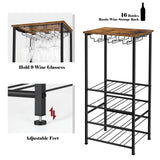 Wine Rack Freestanding Floor, Rustic Wine Holder Stand with Wine Storage and Bottle Shelf, 16 Bottles Floor Wine Rack Shelf for Kitchen Dining Room, Office, Bar, Rustic Brown OYEAL