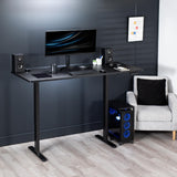 VIVO Electric Height Adjustable 71 x 30 inch Memory Stand Up Desk, Black 30 inch Deep Table Top, Black Dual Motor Frame, Preset Controller, E2B VIVO