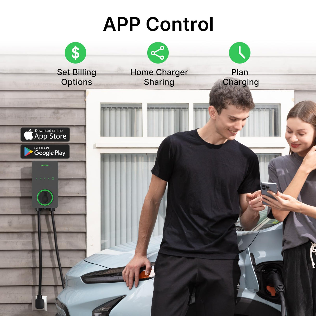 Autel Home Smart AI Level 2 EV Charger up to 40Amp, 240V, Indoor/Outdoor Fast Electric Vehicle Charging Station with Flexible 25-Foot Cable, NEMA 14-50 Plug, Dark Gray Autel