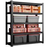 72" H Garage Shelving Units 5-Tier Adjustable Storage Shelves 2500LBS Heavy Duty Metal Shelves Utility Industrial Shelving Rack for Garage Warehouse Pantry Basement,Black (23.6" D×47.2" W×72" H) Guomao
