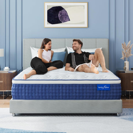SynthoSpace King Size Mattress 14 Inch King Hybrid Mattress in a Box, Individual Pocket Springs for Motion Isolation & Pressure Relief, Enhanced Edge Support, Fiberglass Free, Medium, 76" x 80" SynthoSpace