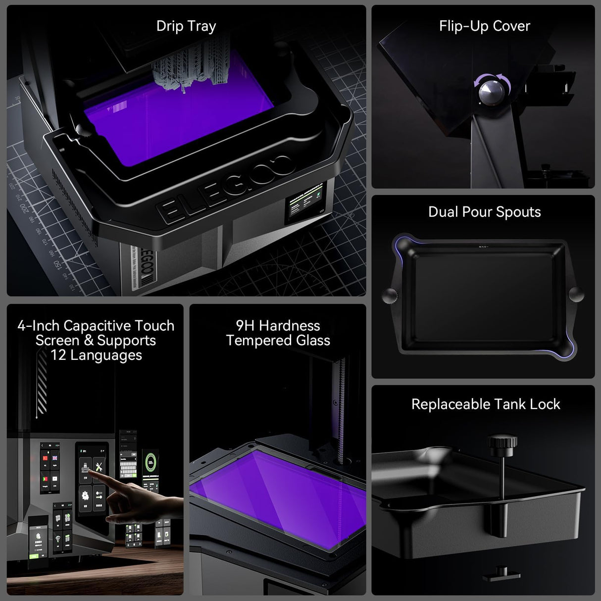 ELEGOO Saturn 4 Ultra 10"12K MSLA 3d Printer, Smart Resin Printer with AI Camera and Mechanical Sensor, 150mm/h Fast Printing, Auto-Leveling, WiFi Cluster Printing, Printing Size 8.62x4.84x8.66 Inches ELEGOO