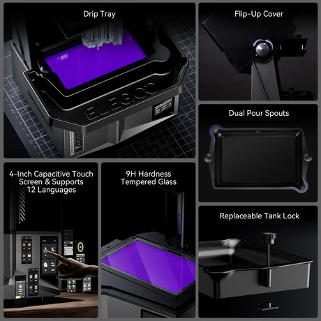 ELEGOO Saturn 4 Ultra 10"12K MSLA 3d Printer, Smart Resin Printer with AI Camera and Mechanical Sensor, 150mm/h Fast Printing, Auto-Leveling, WiFi Cluster Printing, Printing Size 8.62x4.84x8.66 Inches ELEGOO